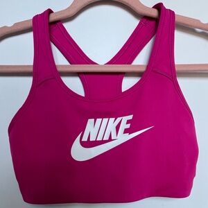 Nike L Logo Dri-fit Sports Bra Medium Support Smooth Pink